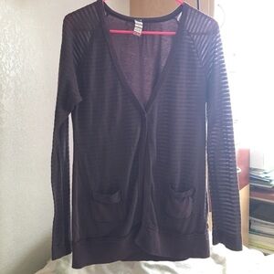 Maroon grey free people striped cardigan thermal